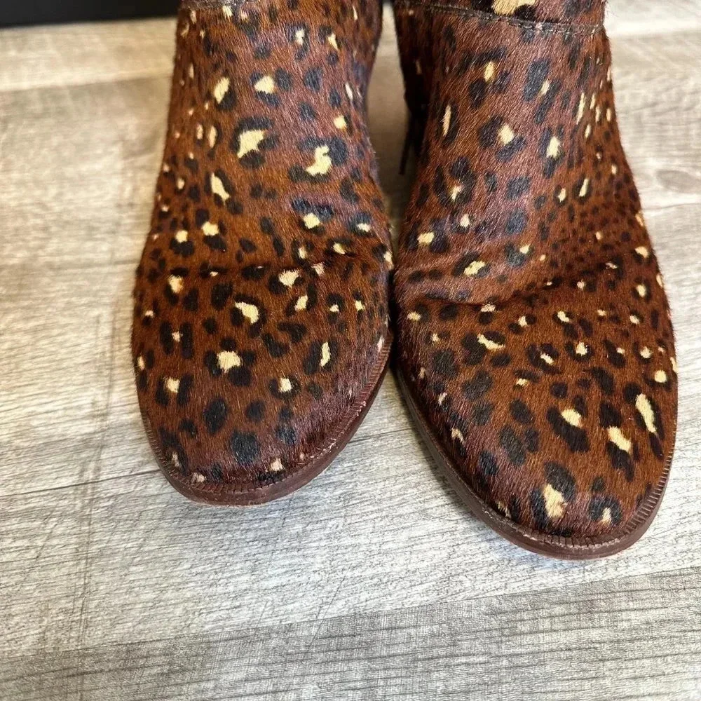 MADEWELL The Rosie Ankle Boot in Rich Brown Leopard Calf Hair size 8.5